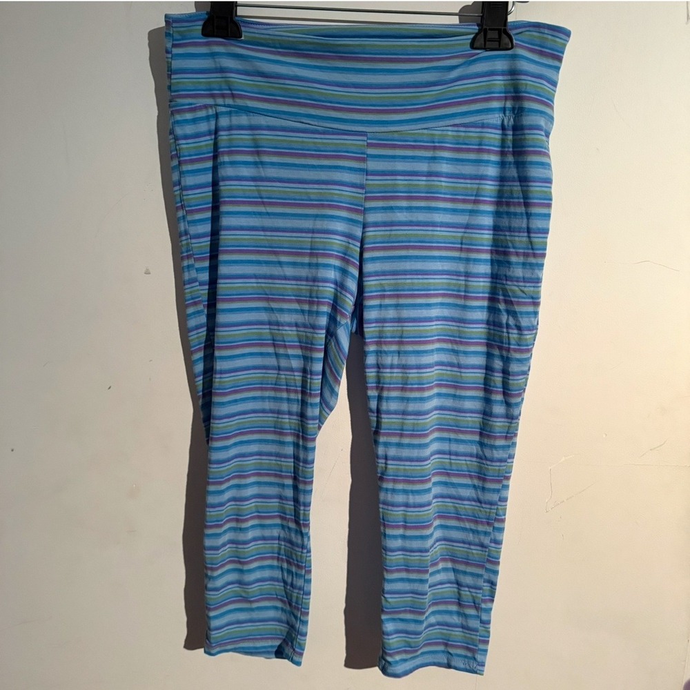 Fresh Produce Womens Large Capri Stretchy Striped Colorful Comfy